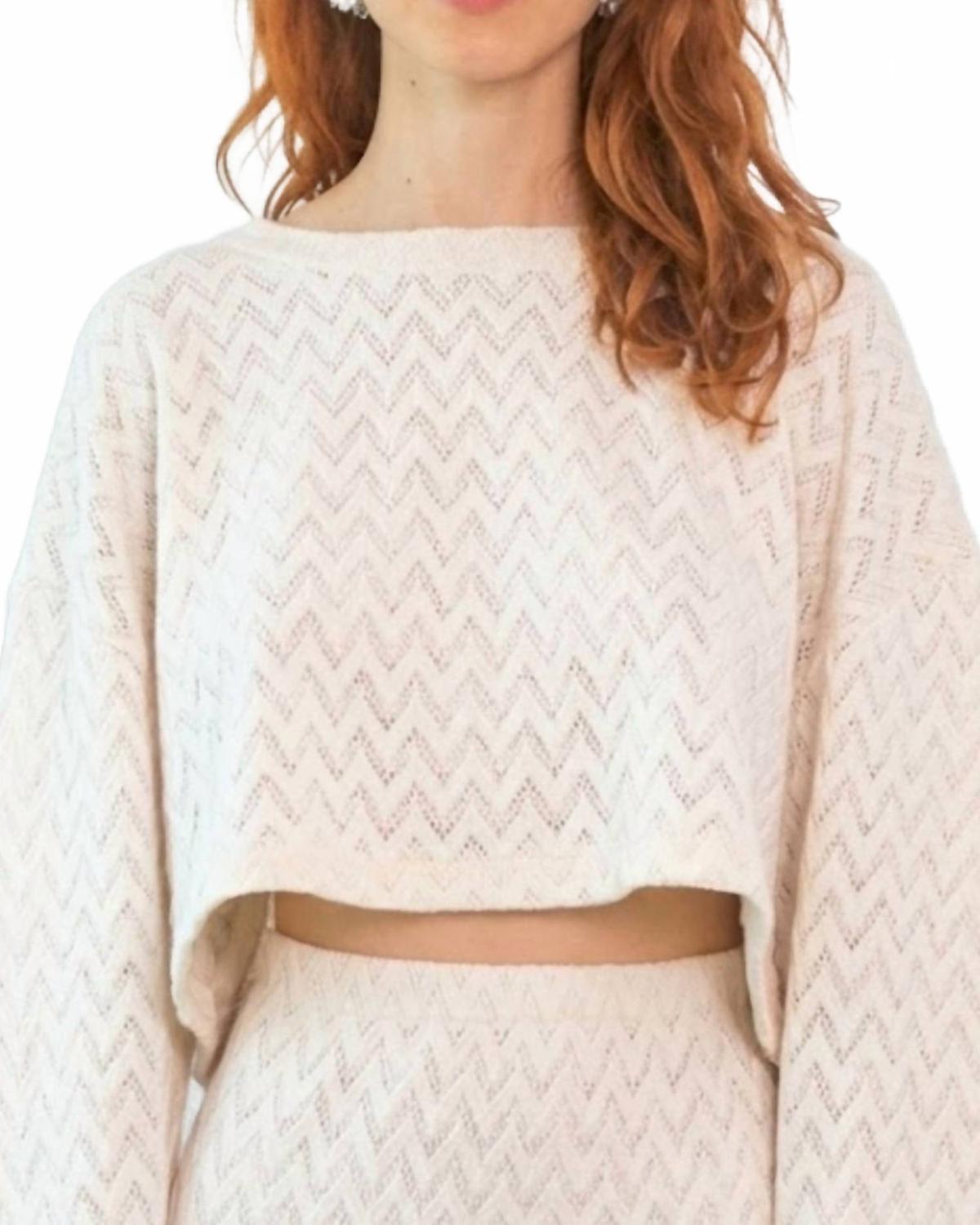 New Cossac Crochet Crop Top In Beige — image 2 of 2